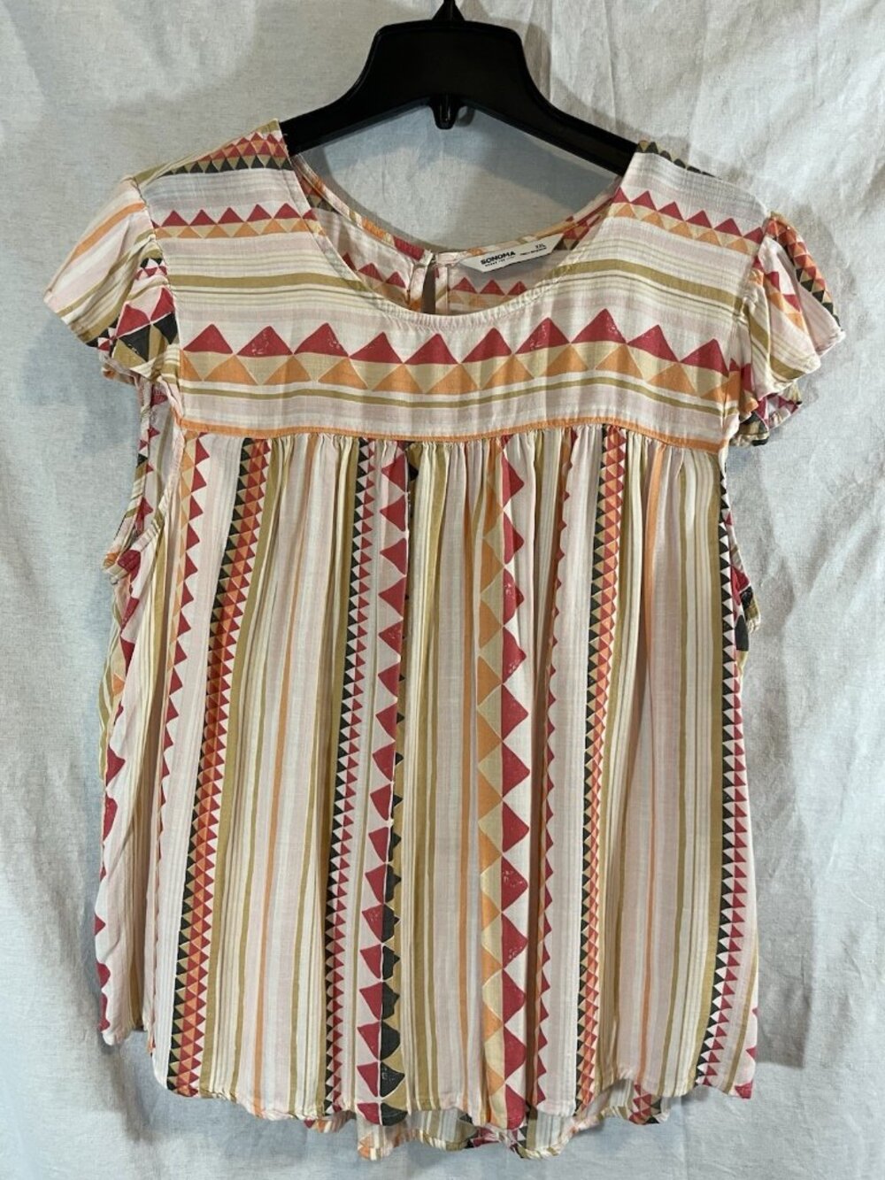 Sonoma Women’s XXL Pink Striped Southwest Print Blouse